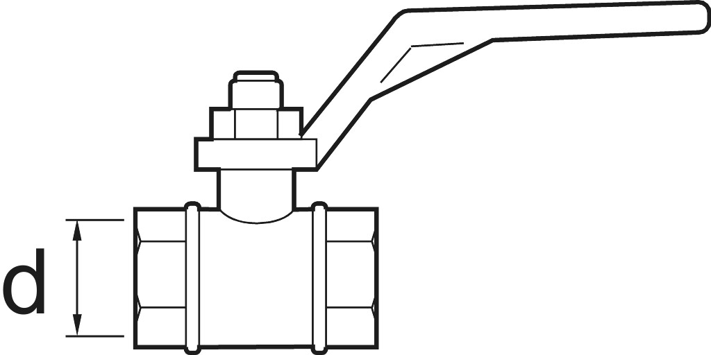 Kugelhahn  1 1/4" Ms-verni.  600 Normalmodell, Griff rot  PN 25